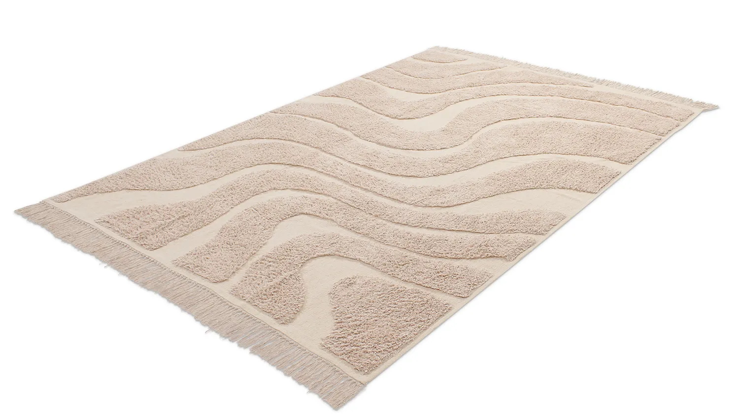Hoogpolig vloerkleed - Bonnie Natural Cotton Shaggy (beige)