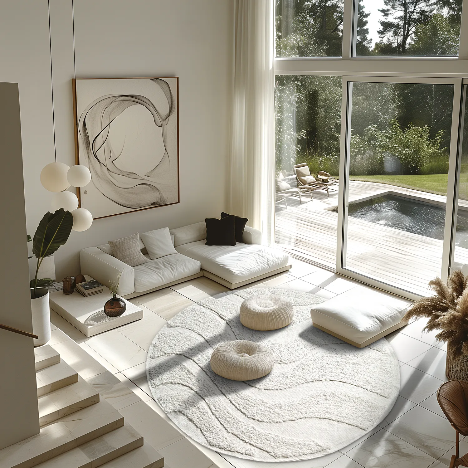 Ronde vloerkleden - Bonnie Natural Cotton Shaggy (offwhite)