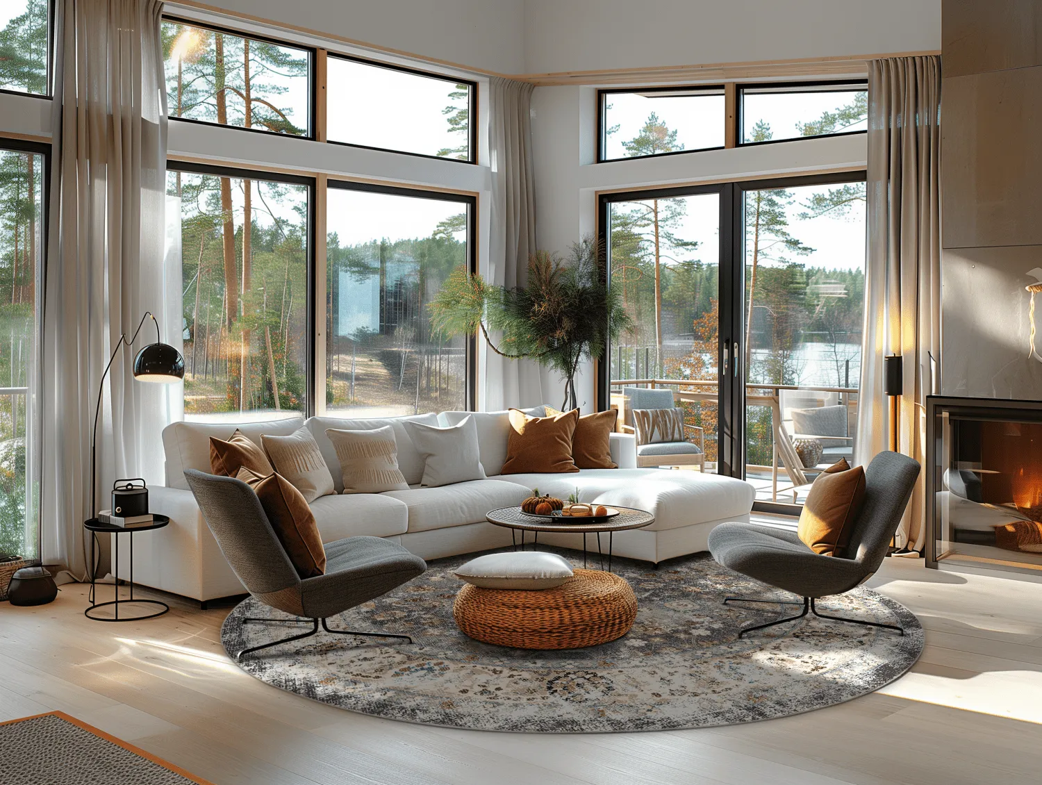 Rond vloerkleed - Bouhjar (grijs/multi)