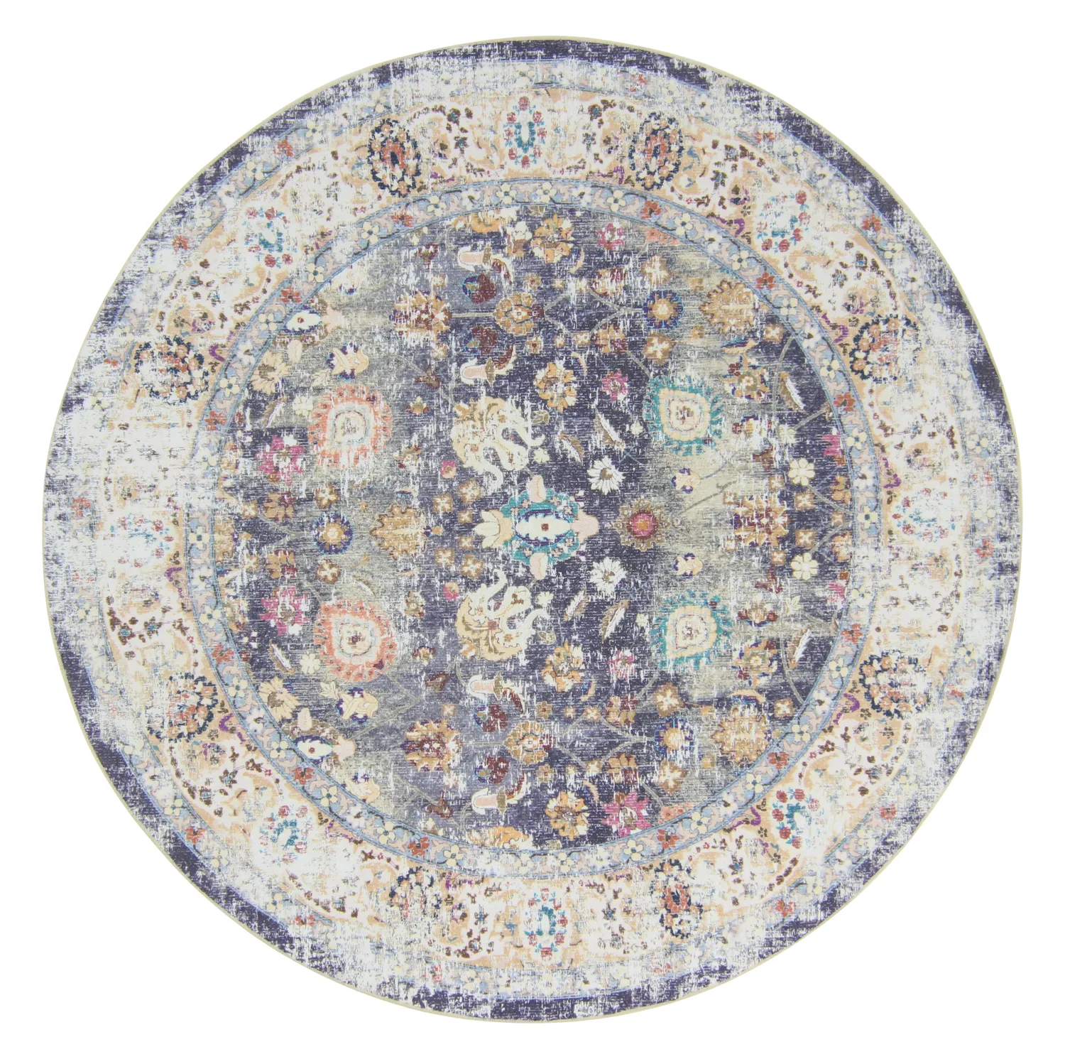 Rond vloerkleed - Bouhjar (blauw/multi)