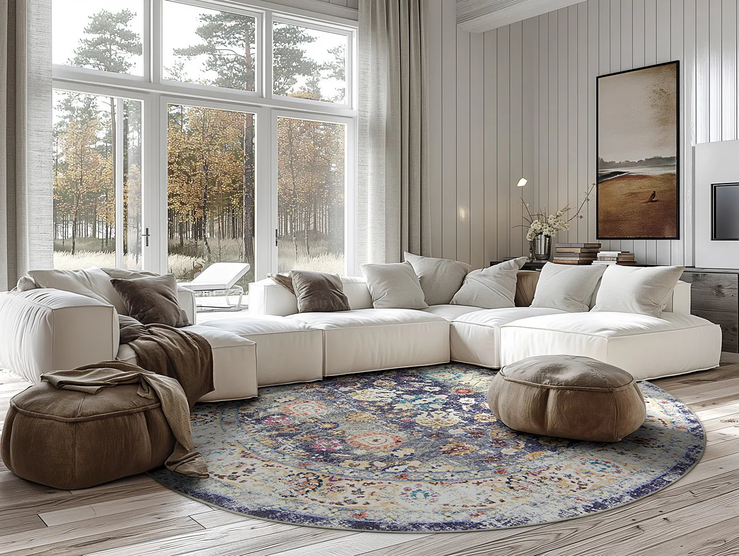 Rond vloerkleed - Bouhjar (blauw/multi)