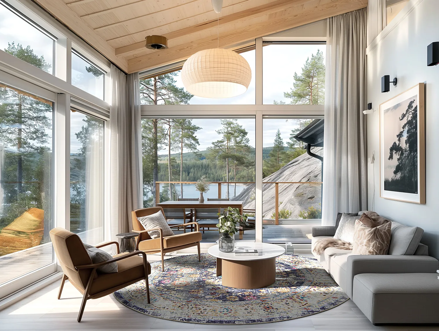 Rond vloerkleed - Bouhjar (blauw/multi)