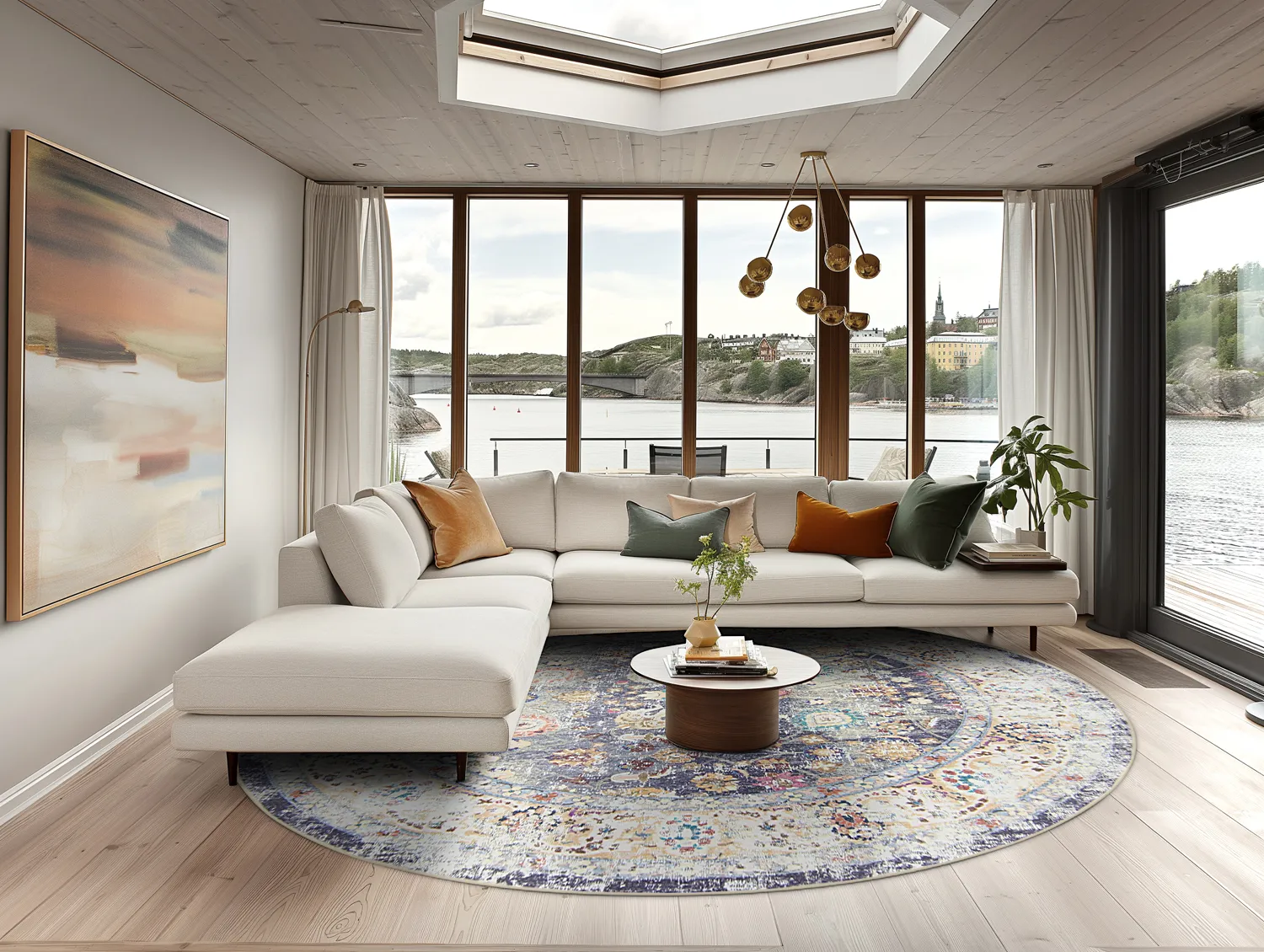 Rond vloerkleed - Bouhjar (blauw/multi)