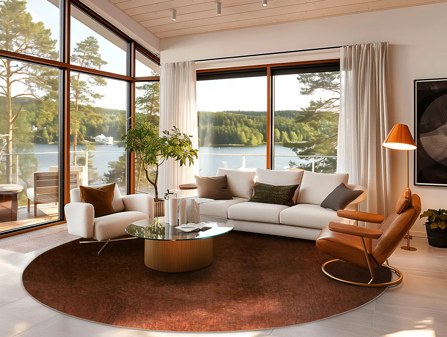 Rond vloerkleed - Bovera (bruin/rood)
