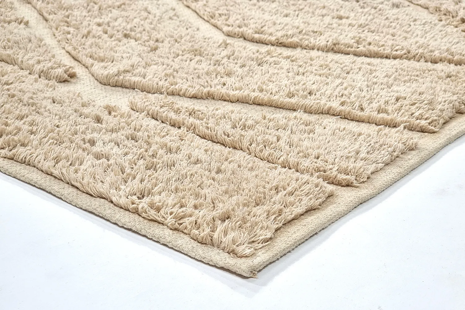 Hoogpolig vloerkleed - Brynn Natural Cotton Shaggy (beige)