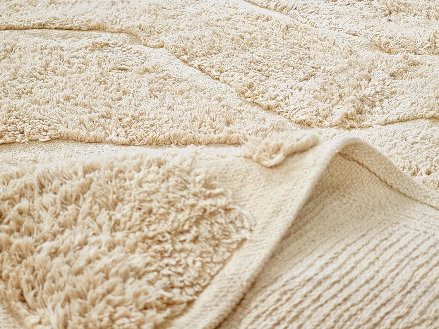 Hoogpolig vloerkleed - Brynn Natural Cotton Shaggy (beige)