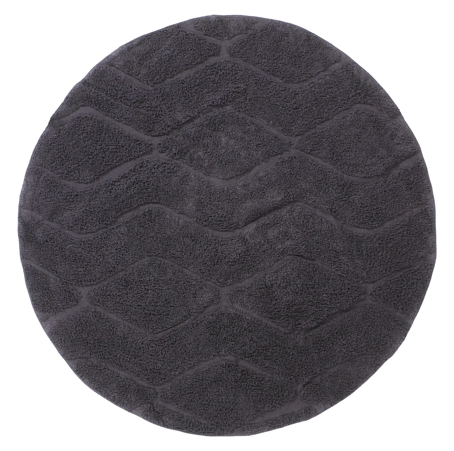 Ronde vloerkleden - Brynn Natural Cotton Shaggy (zwart)