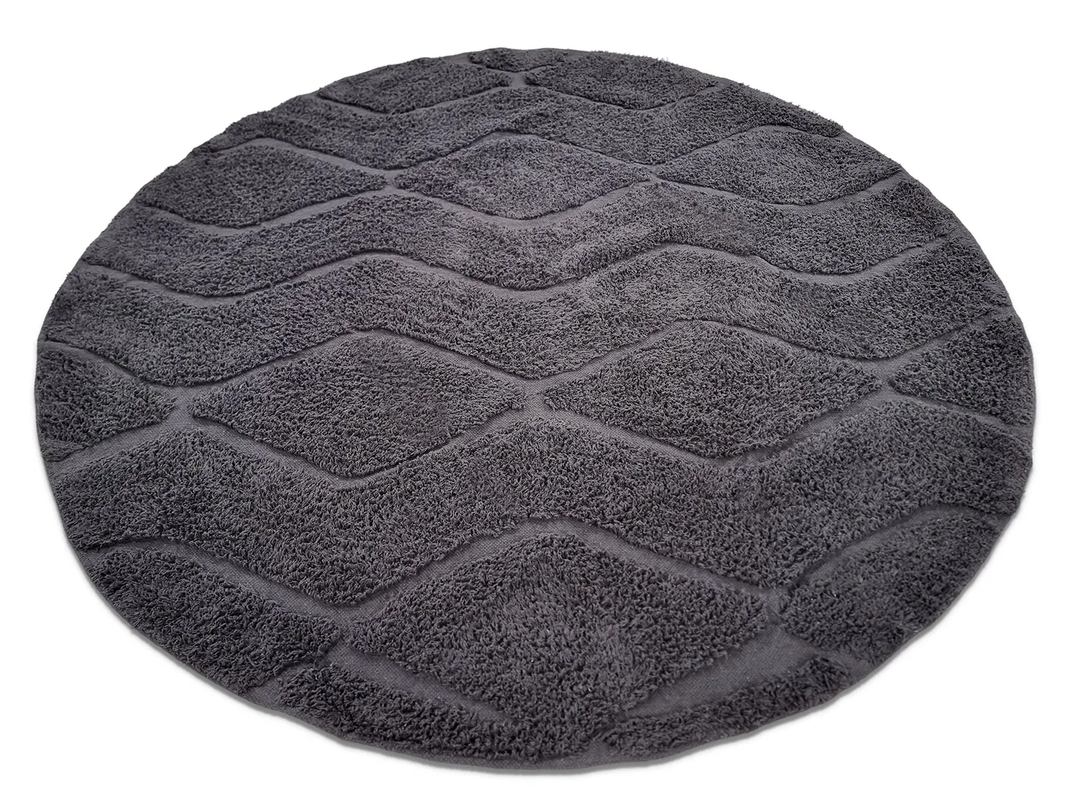 Ronde vloerkleden - Brynn Natural Cotton Shaggy (zwart)