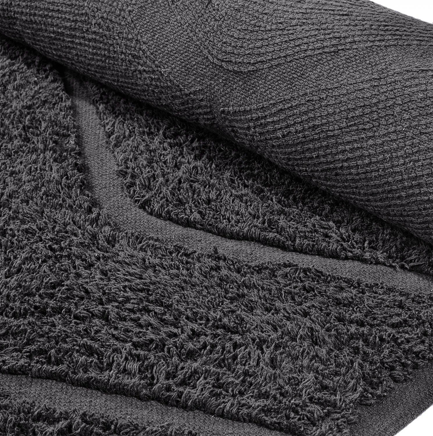 Ronde vloerkleden - Brynn Natural Cotton Shaggy (zwart)