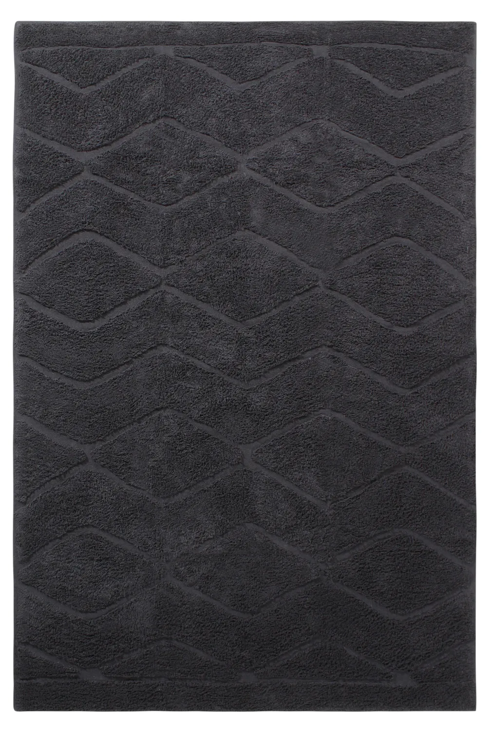 Hoogpolig vloerkleed - Brynn Natural Cotton Shaggy (zwart)