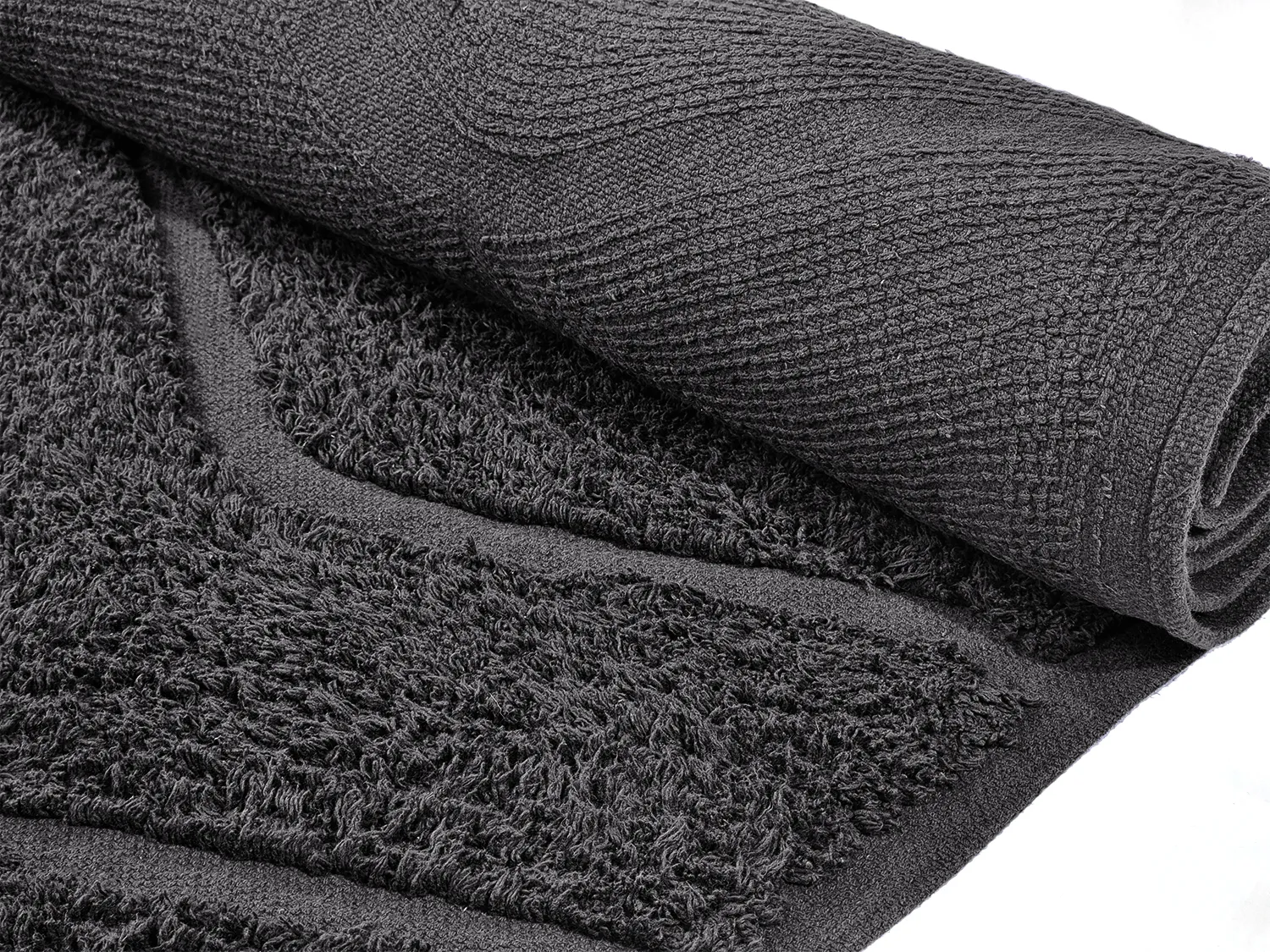 Hoogpolig vloerkleed - Brynn Natural Cotton Shaggy (zwart)