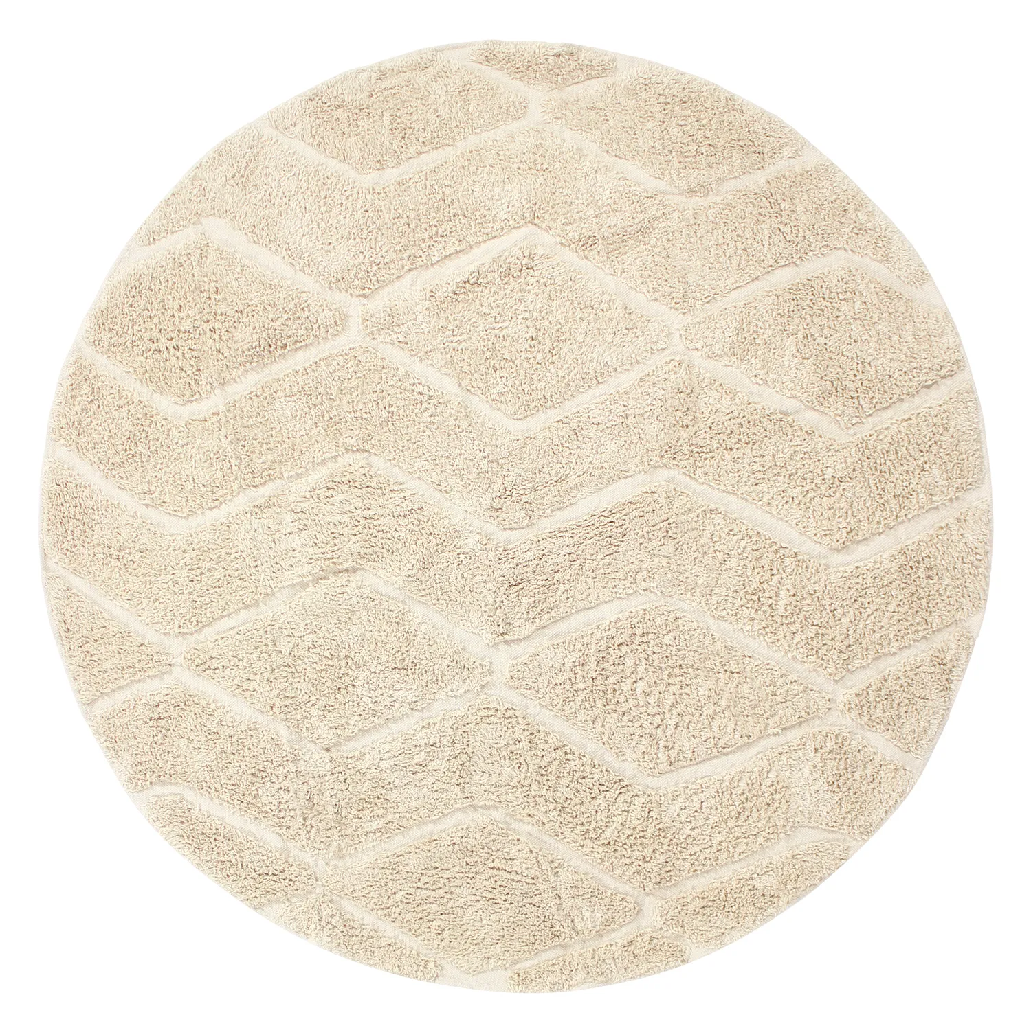 Ronde vloerkleden - Brynn Natural Cotton Shaggy (beige)