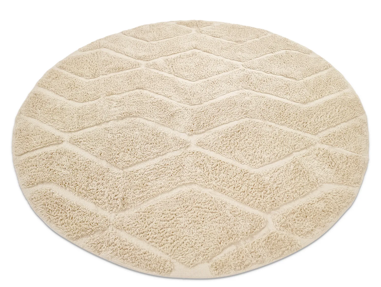 Ronde vloerkleden - Brynn Natural Cotton Shaggy (beige)