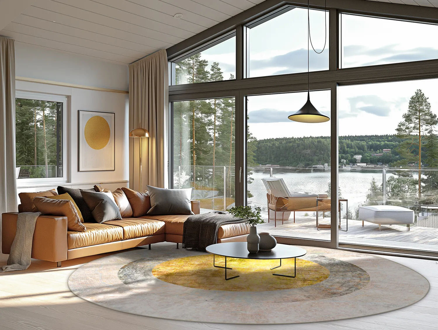 Rond vloerkleed - Budoni (grijs/beige/geel)