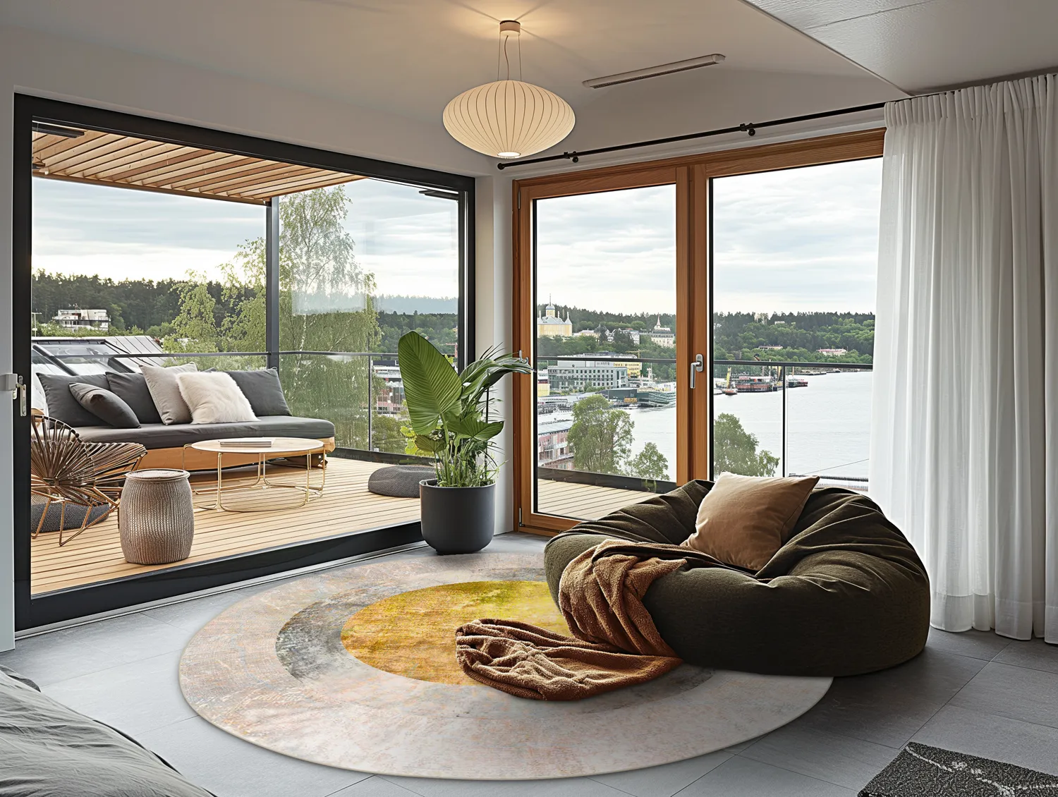 Rond vloerkleed - Budoni (grijs/beige/geel)
