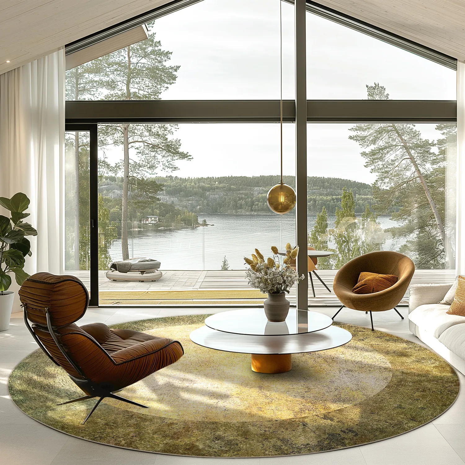 Rond vloerkleed - Campana (beige/geel)