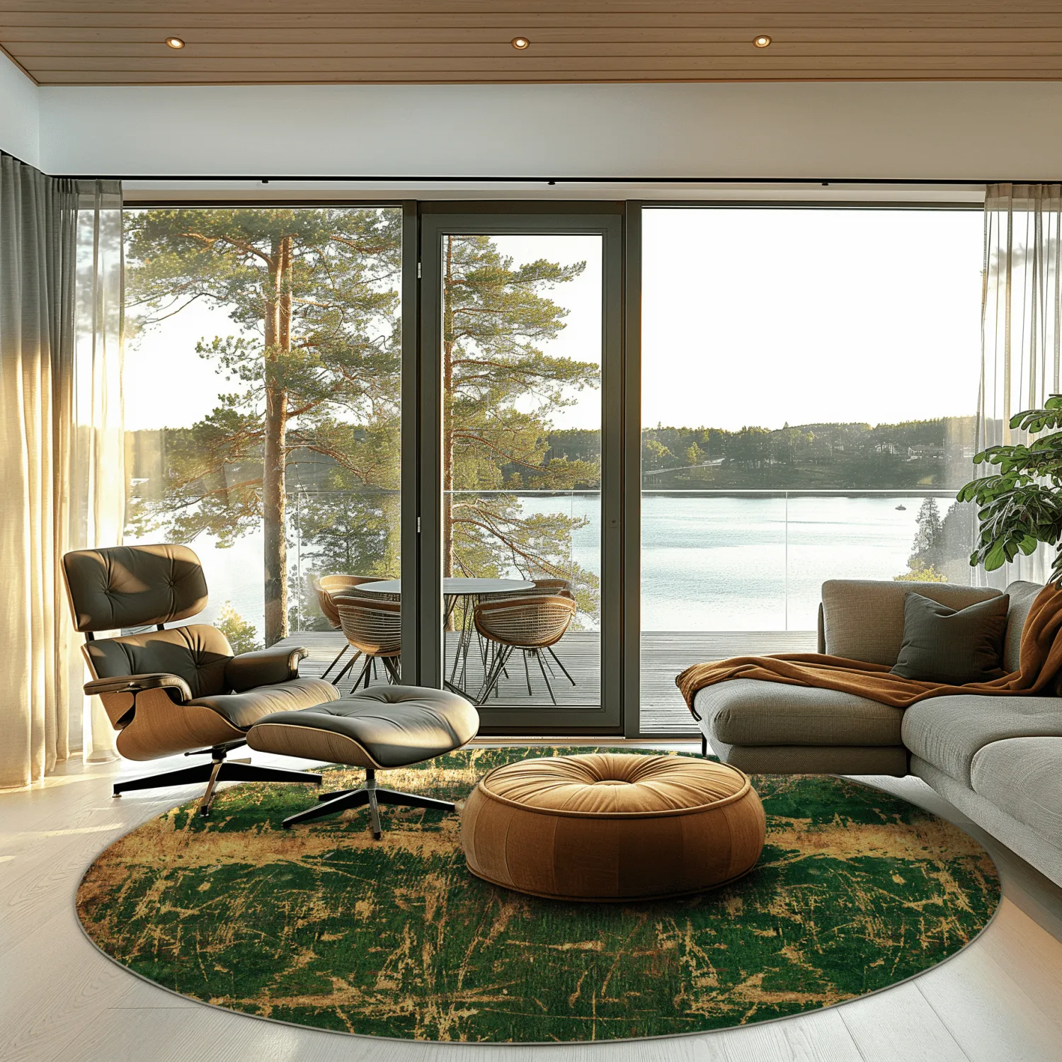 Rond vloerkleed - Cantoria (beige/groen)