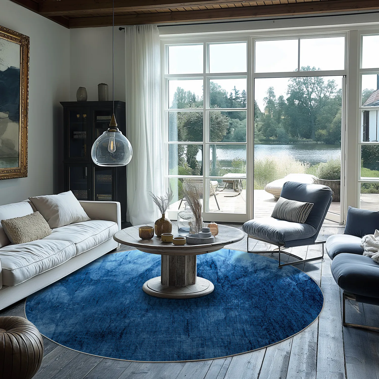 Rond vloerkleed - Cargese (blauw)