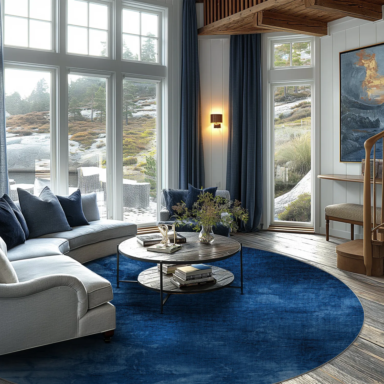 Rond vloerkleed - Cargese (blauw)