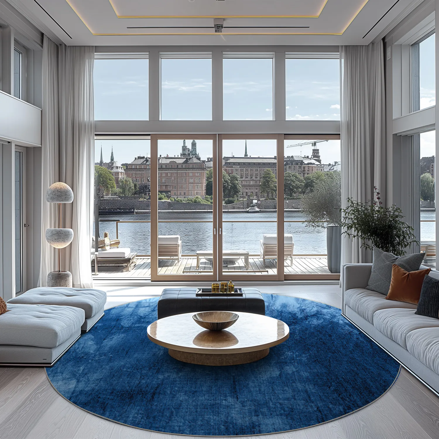 Rond vloerkleed - Cargese (blauw)