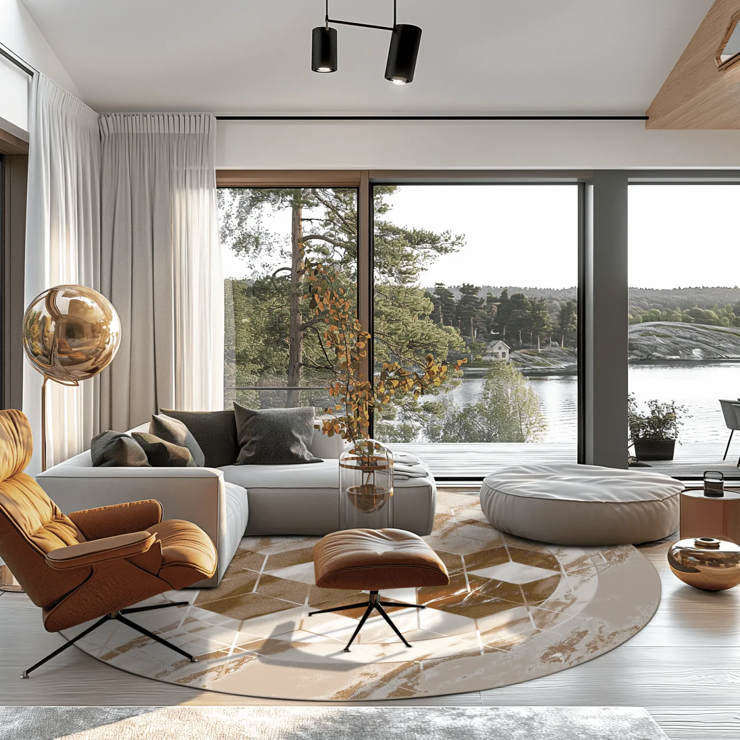 Rond vloerkleed - Castello (beige/wit)