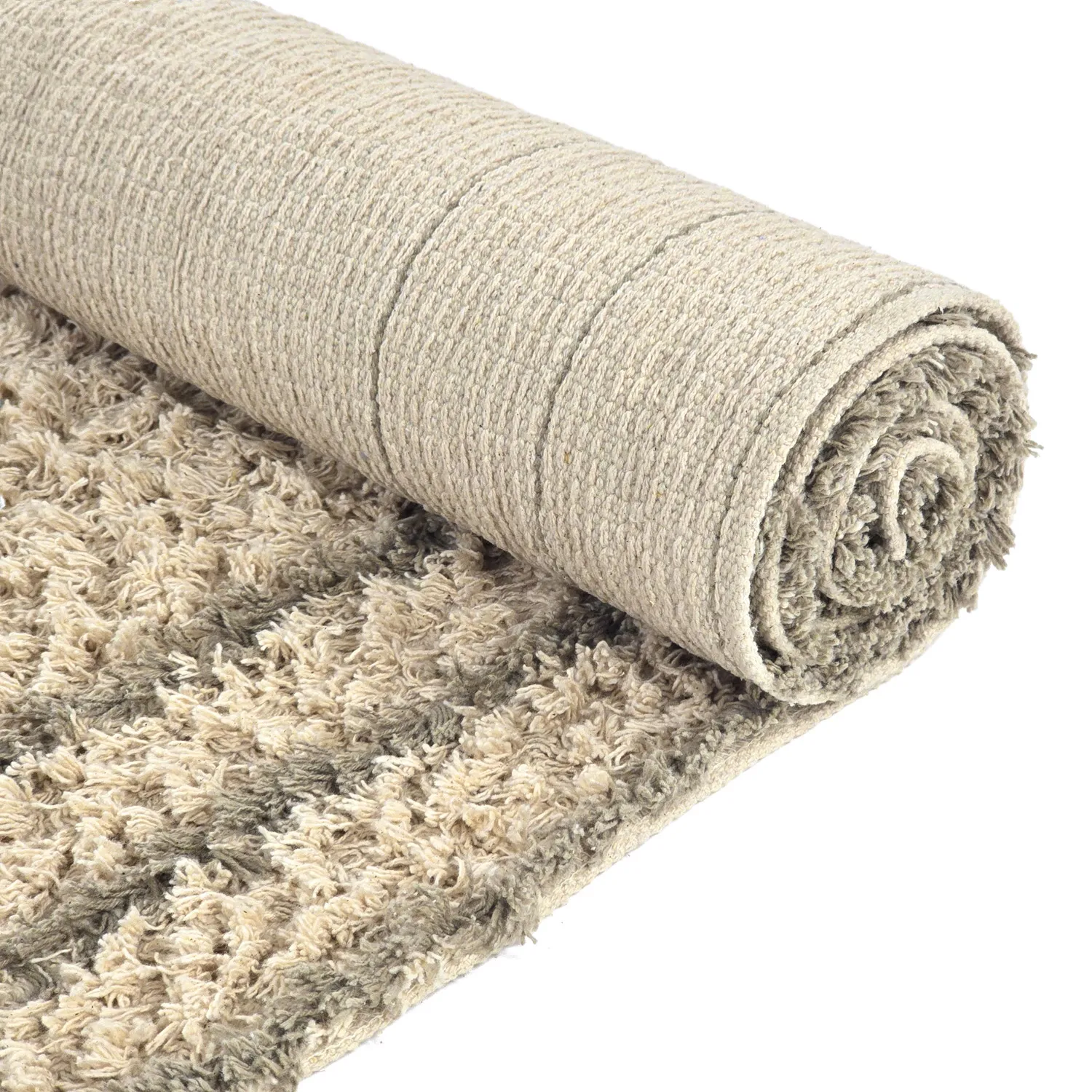 Hoogpolig vloerkleed - Cataya Natural Cotton Shaggy (beige/taupe)