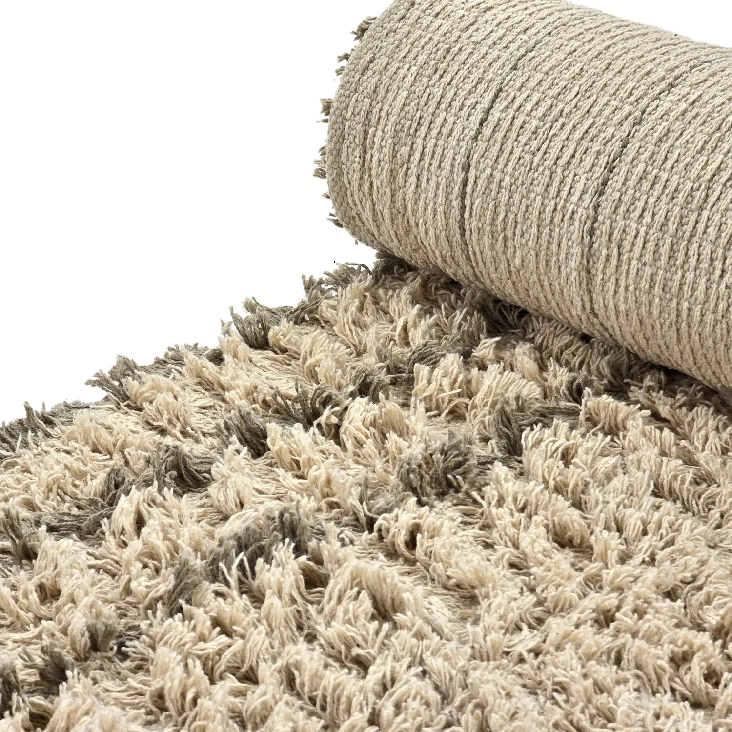 Hoogpolig vloerkleed - Cataya Natural Cotton Shaggy (beige/taupe)