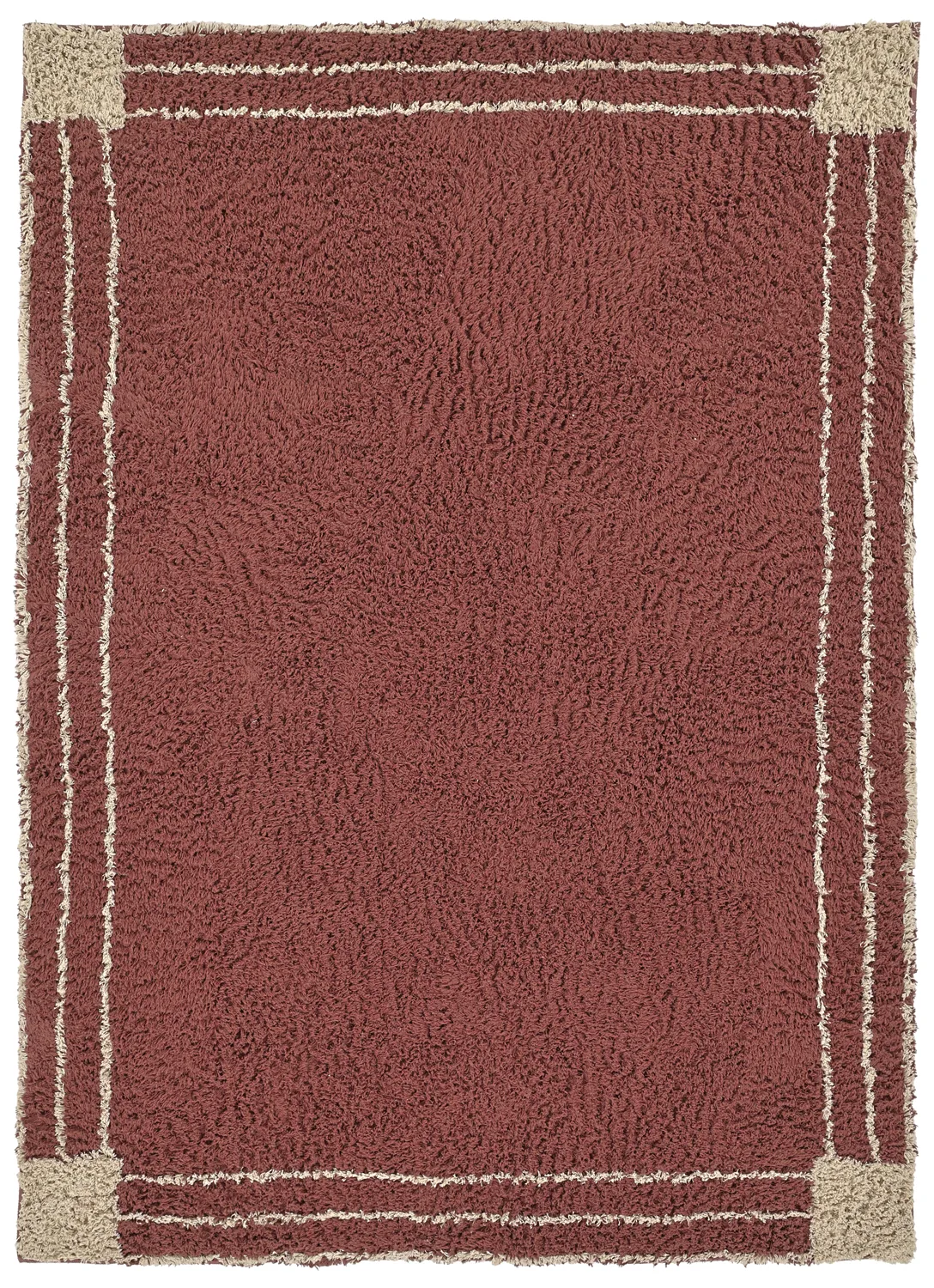 Hoogpolig vloerkleed - Cataya Natural Cotton Shaggy (bruin/beige)