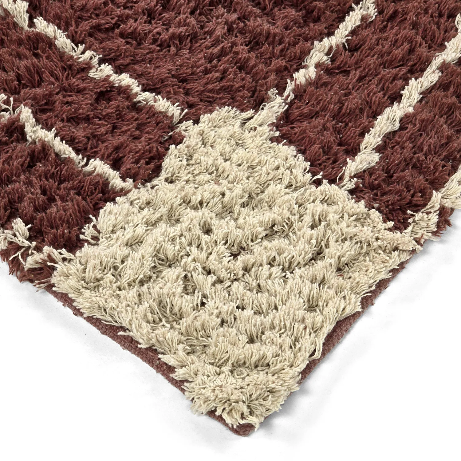 Hoogpolig vloerkleed - Cataya Natural Cotton Shaggy (bruin/beige)
