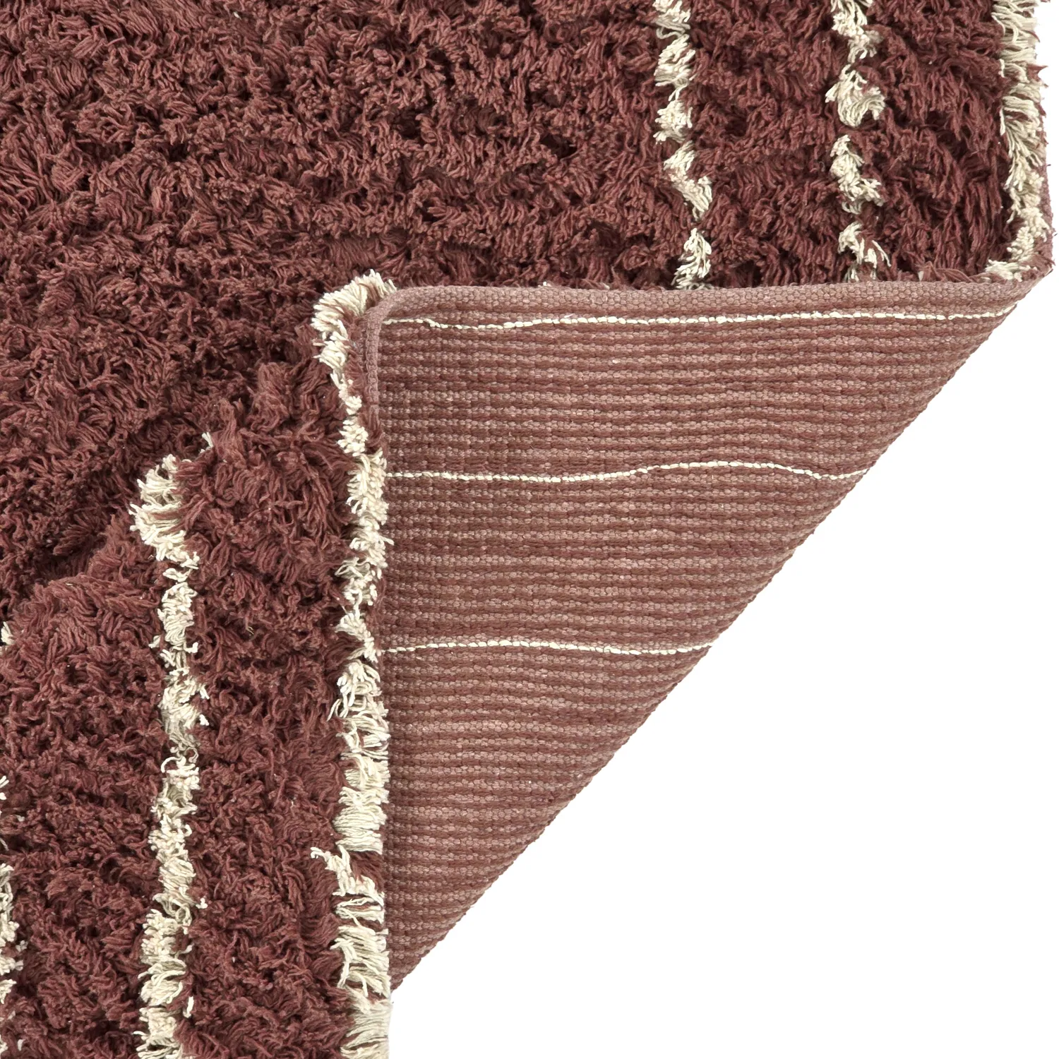 Hoogpolig vloerkleed - Cataya Natural Cotton Shaggy (bruin/beige)