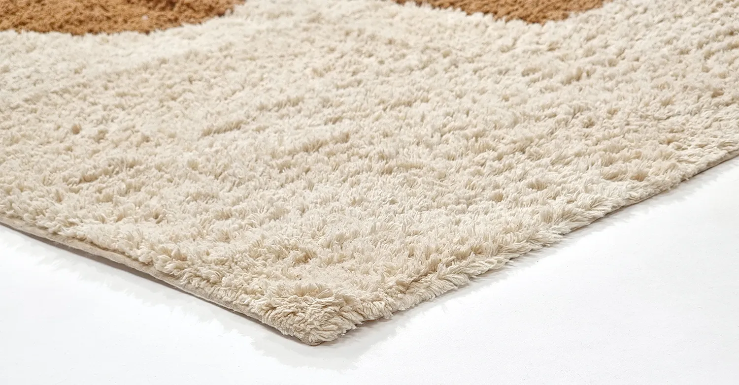 Hoogpolig vloerkleed - Cervia Natural Cotton Shaggy (beige)