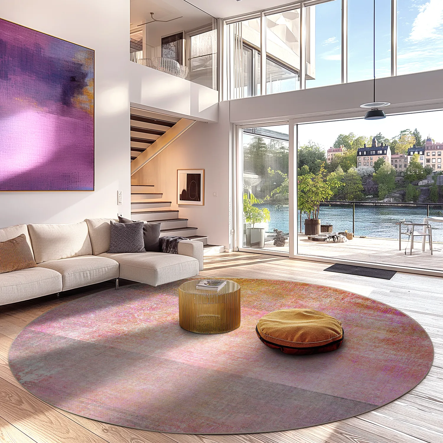 Rond vloerkleed - Cicoria (roze/paars)