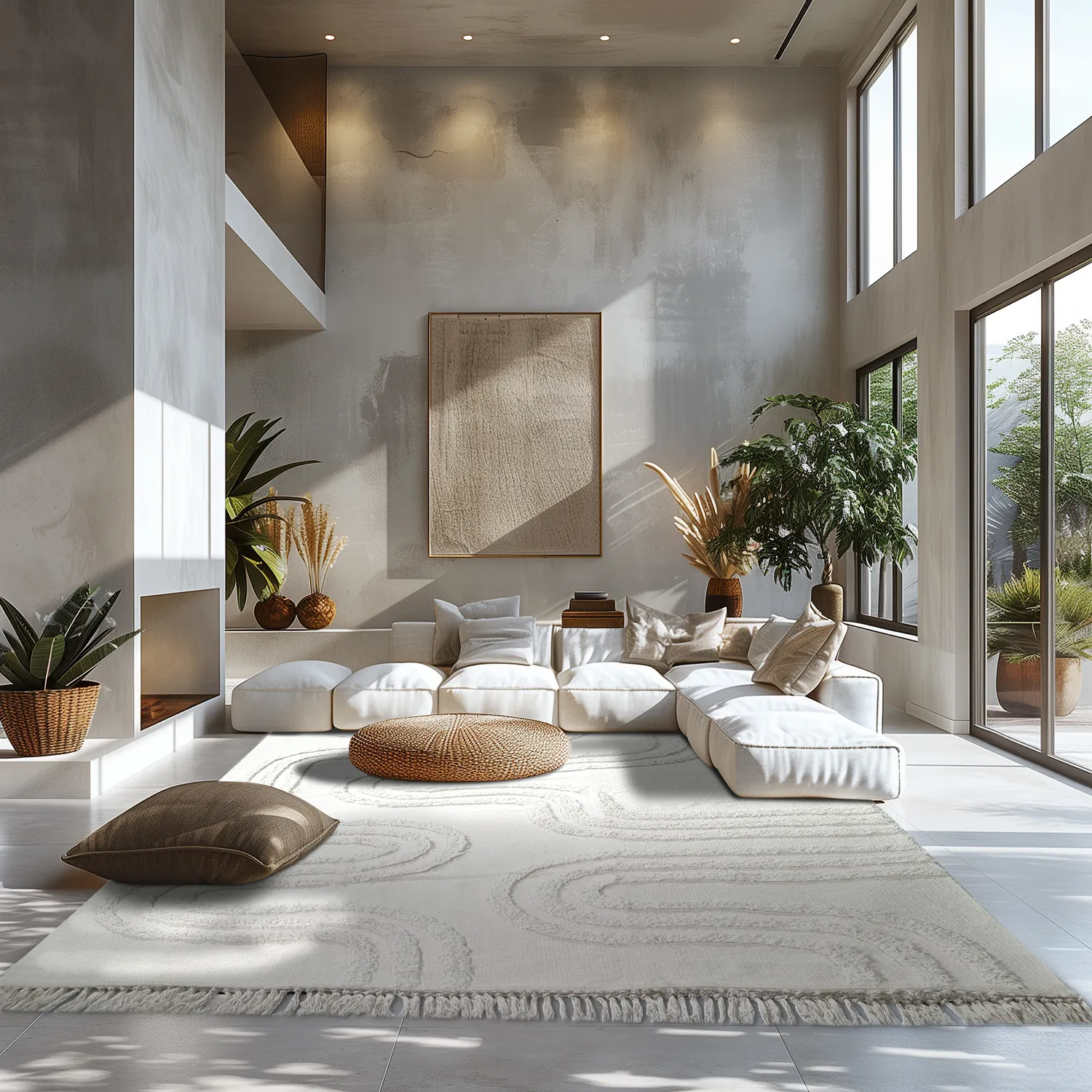 Hoogpolig vloerkleed - Como Natural Cotton Shaggy (offwhite)