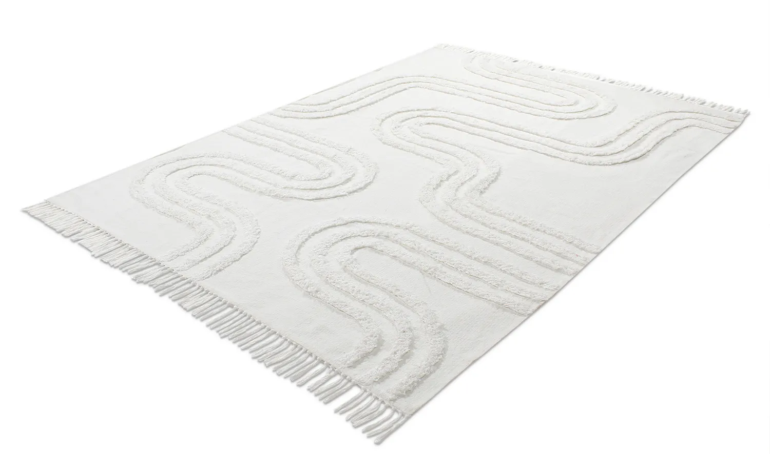 Hoogpolig vloerkleed - Como Natural Cotton Shaggy (offwhite)