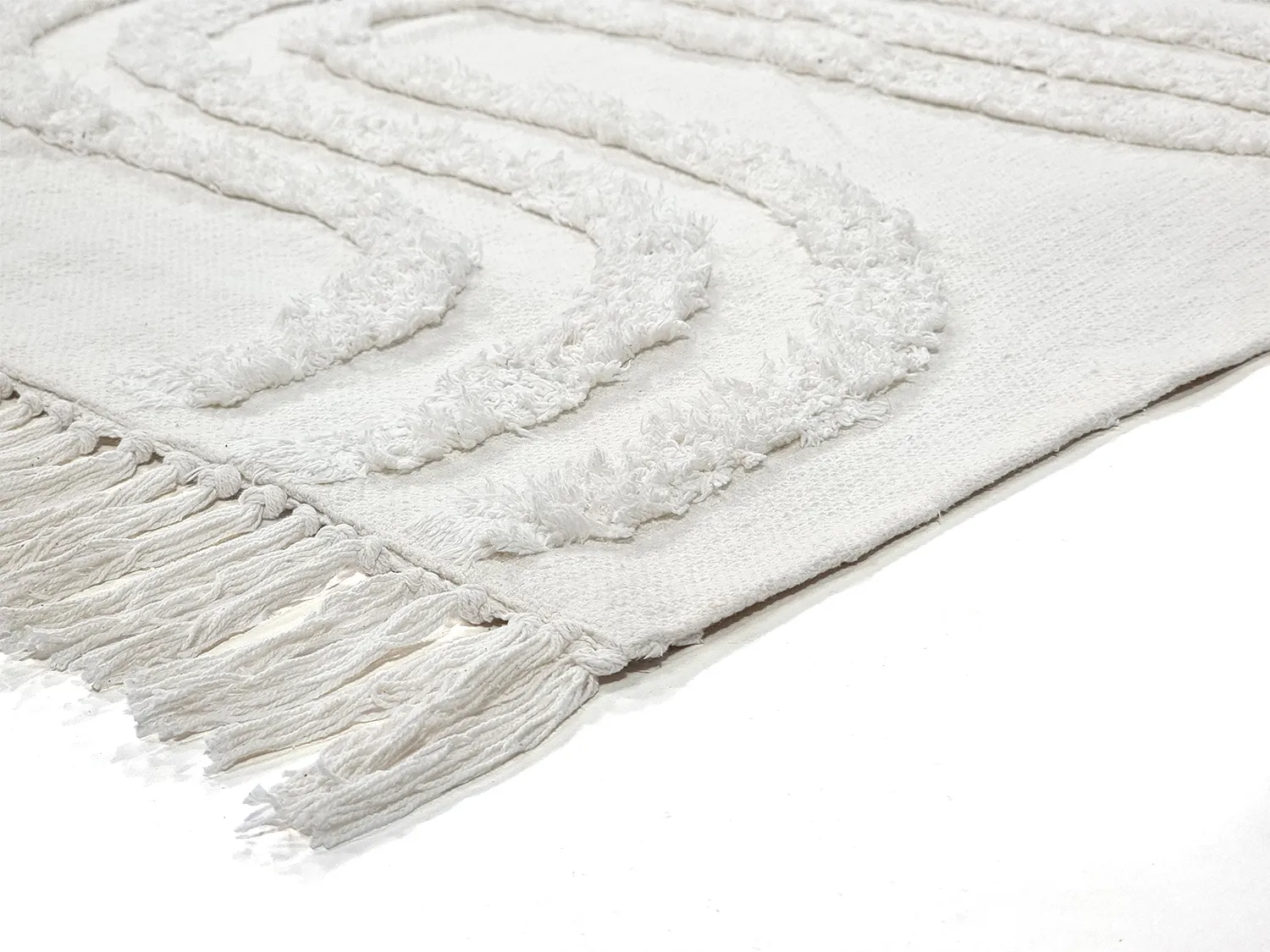Hoogpolig vloerkleed - Como Natural Cotton Shaggy (offwhite)