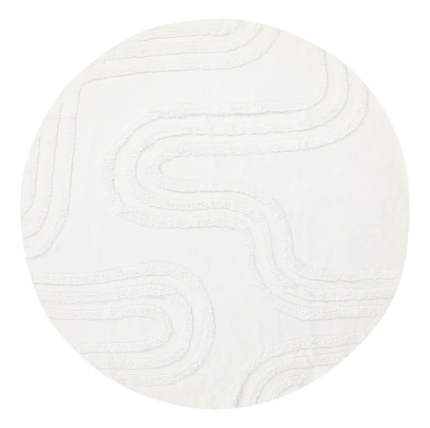 Ronde vloerkleden - Como Natural Cotton Shaggy (offwhite)