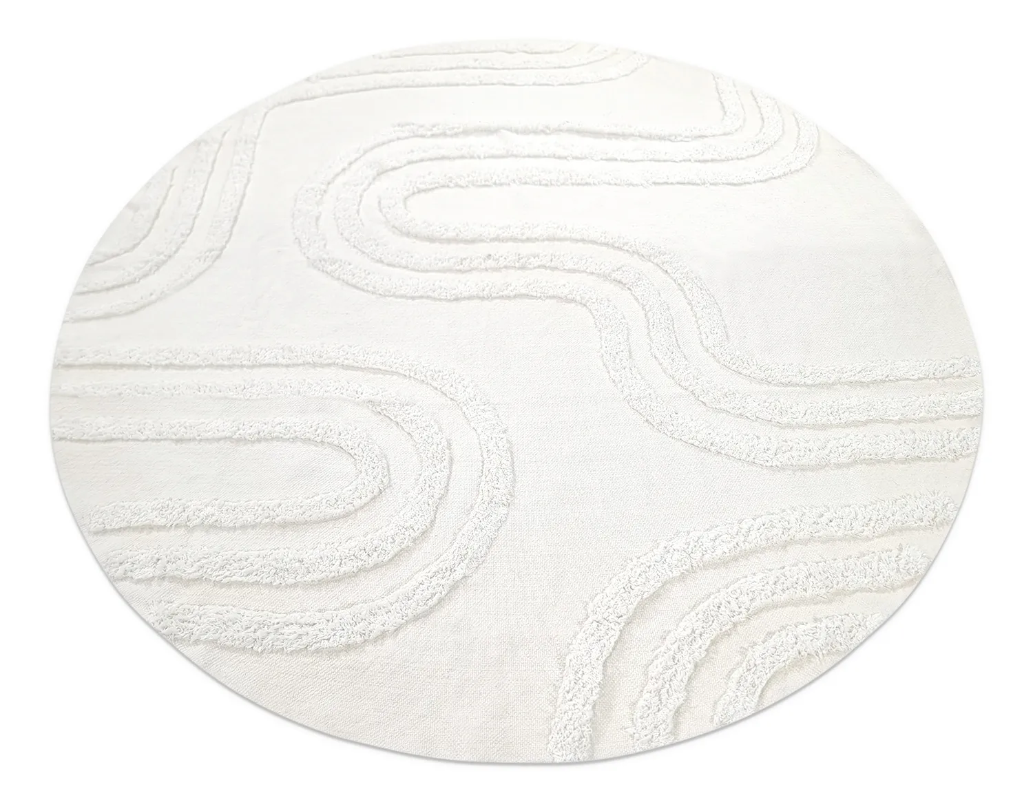 Ronde vloerkleden - Como Natural Cotton Shaggy (offwhite)