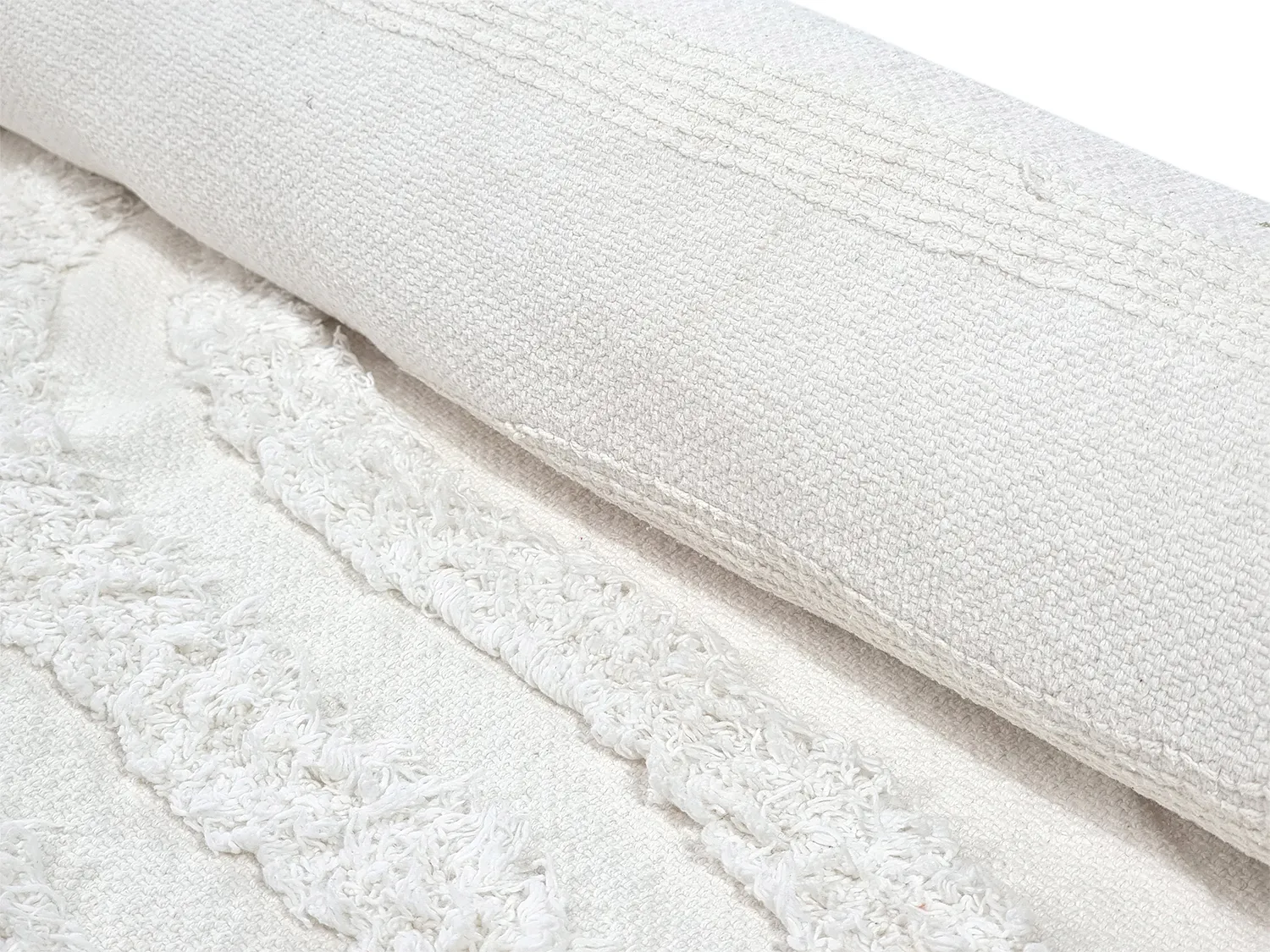 Ronde vloerkleden - Como Natural Cotton Shaggy (offwhite)