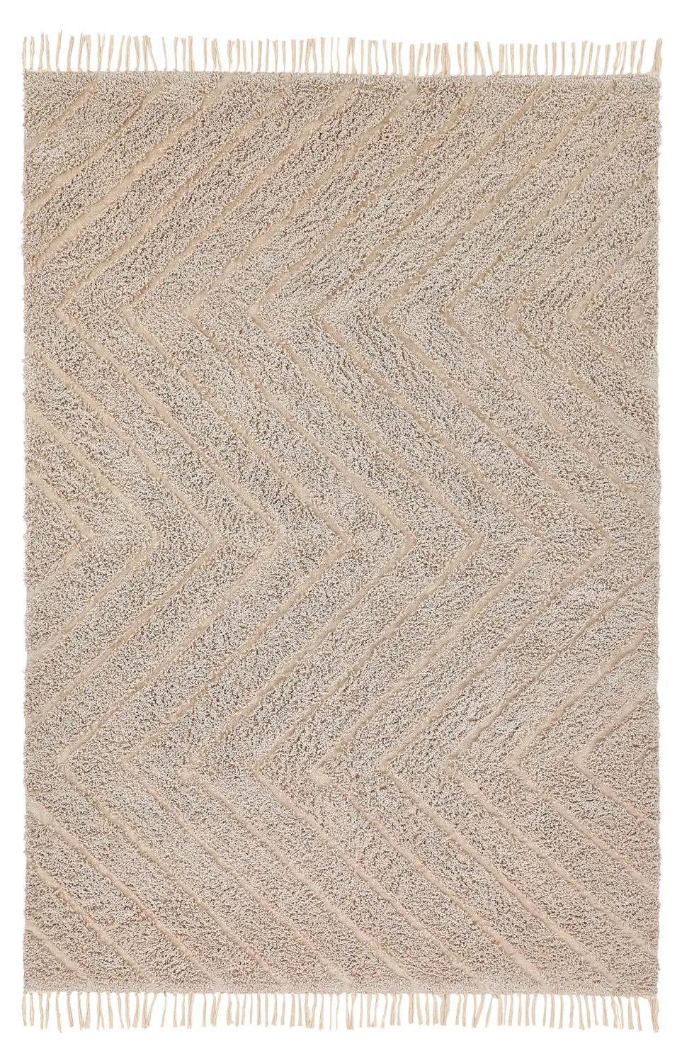 Hoogpolig vloerkleed - Conara Natural Cotton Shaggy (beige)