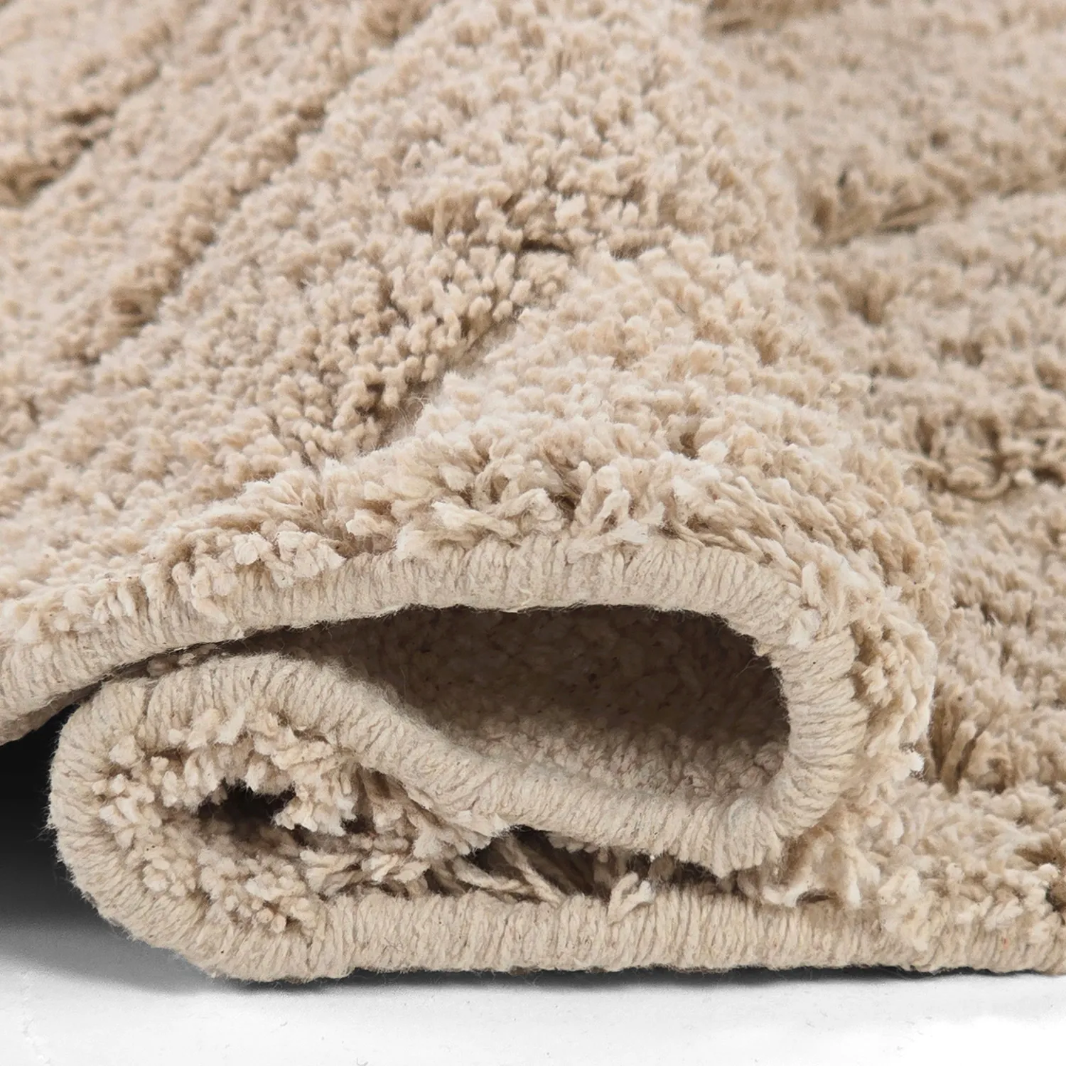 Hoogpolig vloerkleed - Conara Natural Cotton Shaggy (beige)