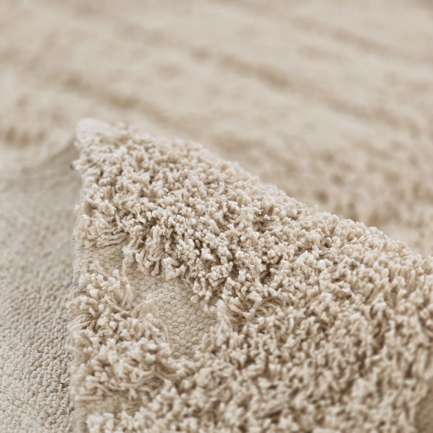 Hoogpolig vloerkleed - Conara Natural Cotton Shaggy (beige)