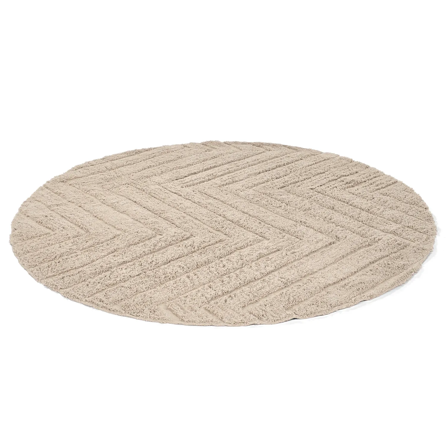Ronde vloerkleden - Conara Natural Cotton Shaggy (beige)