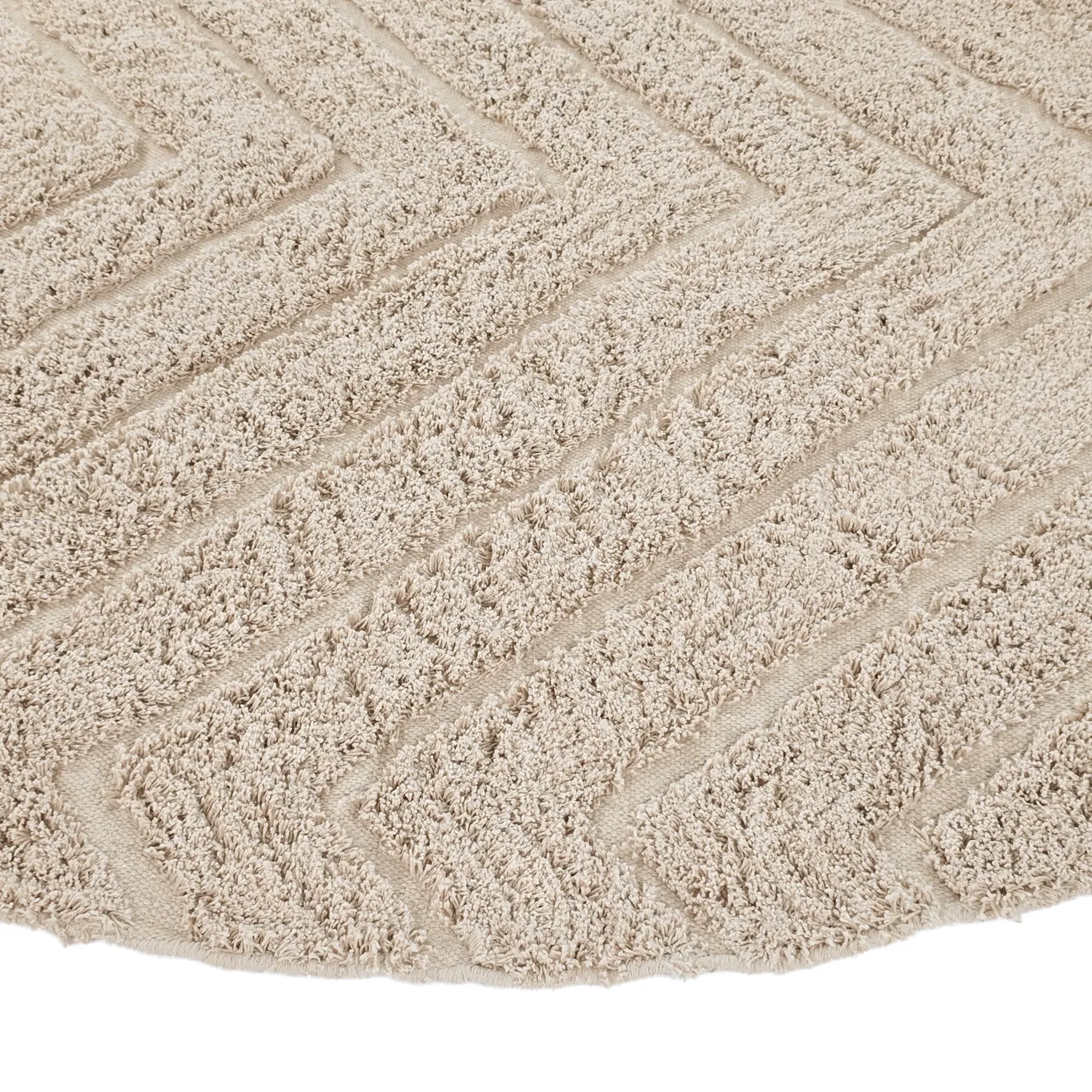Ronde vloerkleden - Conara Natural Cotton Shaggy (beige)