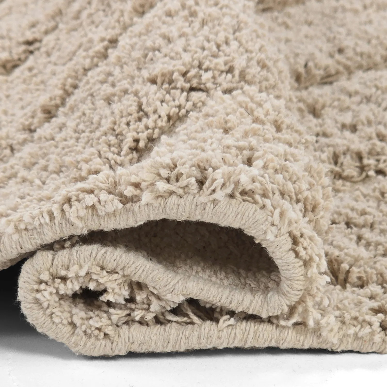 Ronde vloerkleden - Conara Natural Cotton Shaggy (beige)