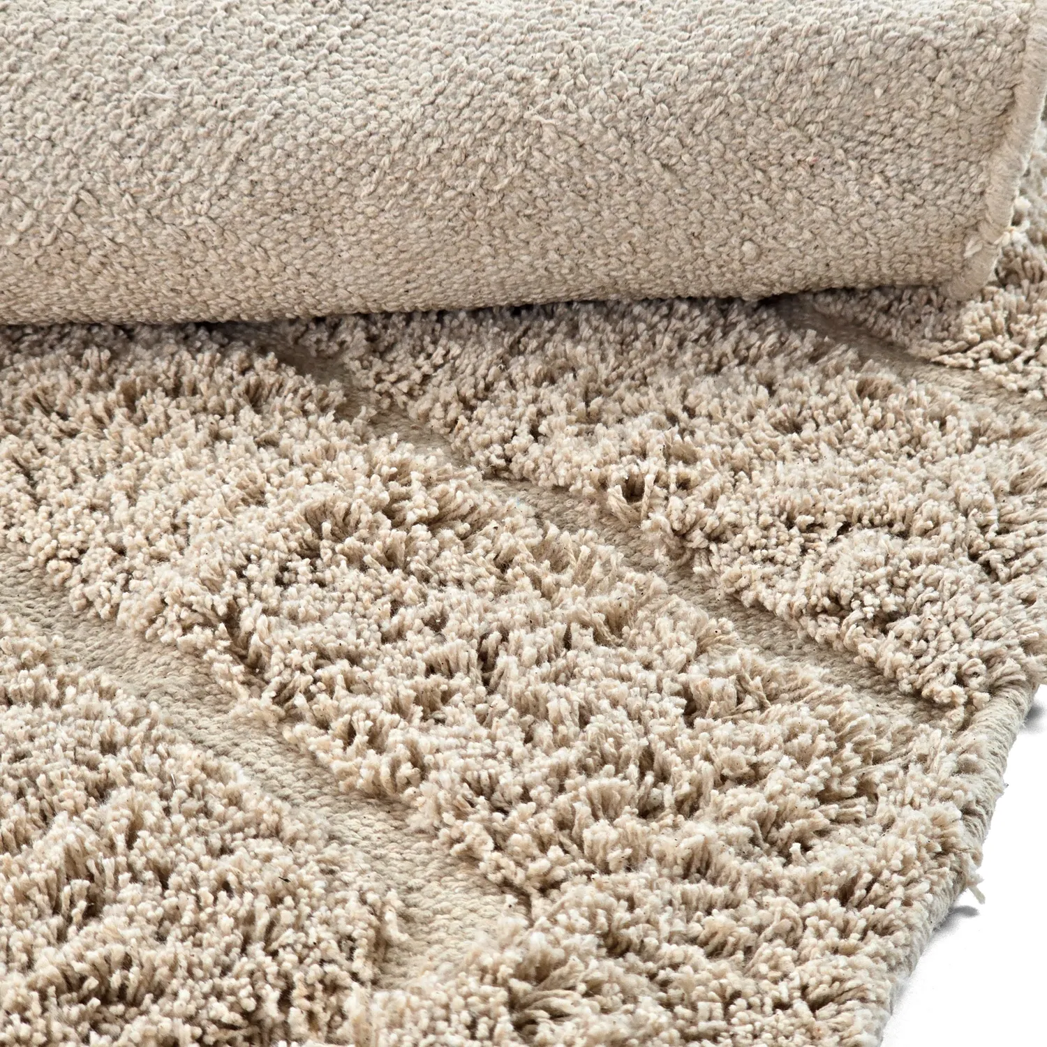 Ronde vloerkleden - Conara Natural Cotton Shaggy (beige)