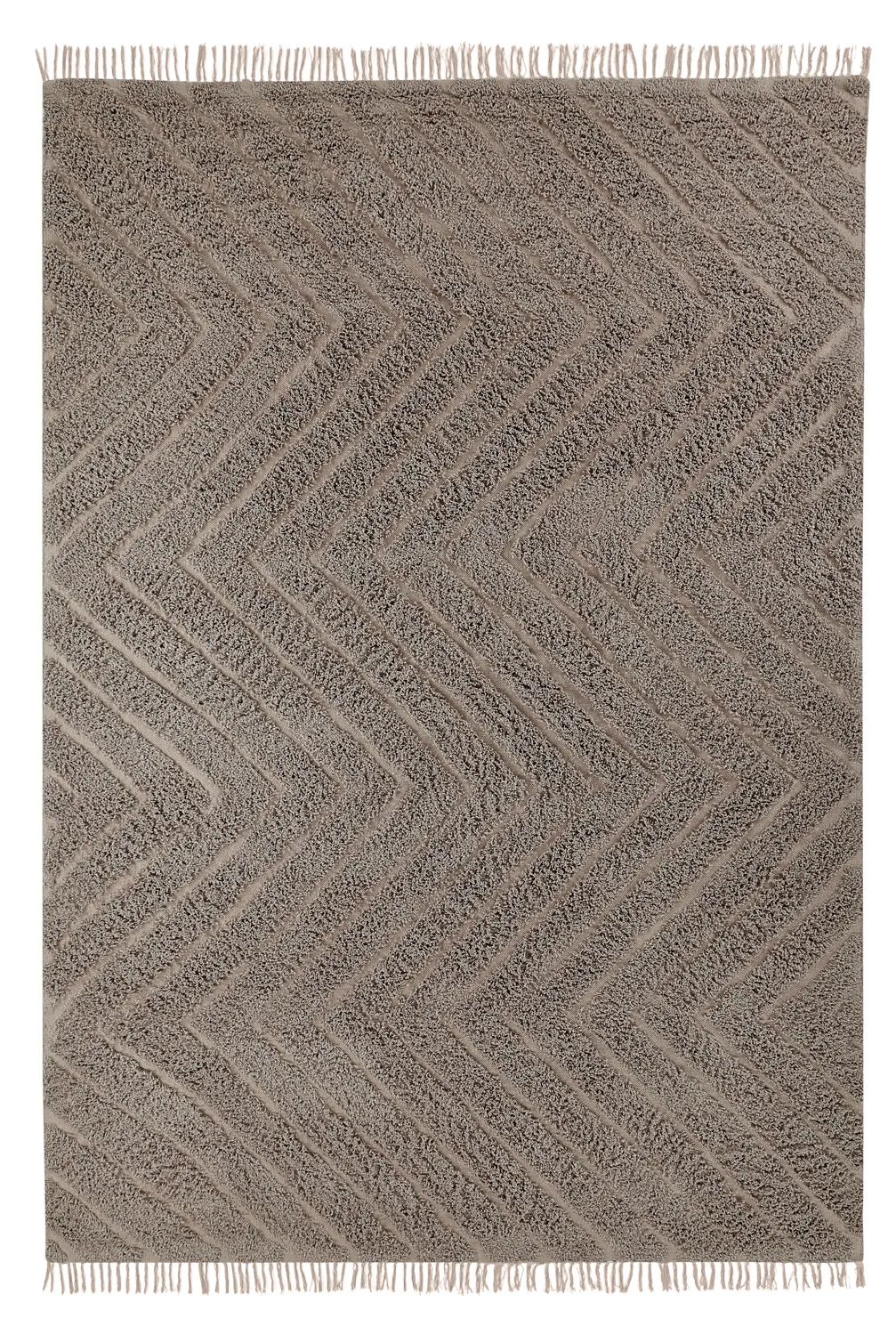 Hoogpolig vloerkleed - Conara Natural Cotton Shaggy (taupe)