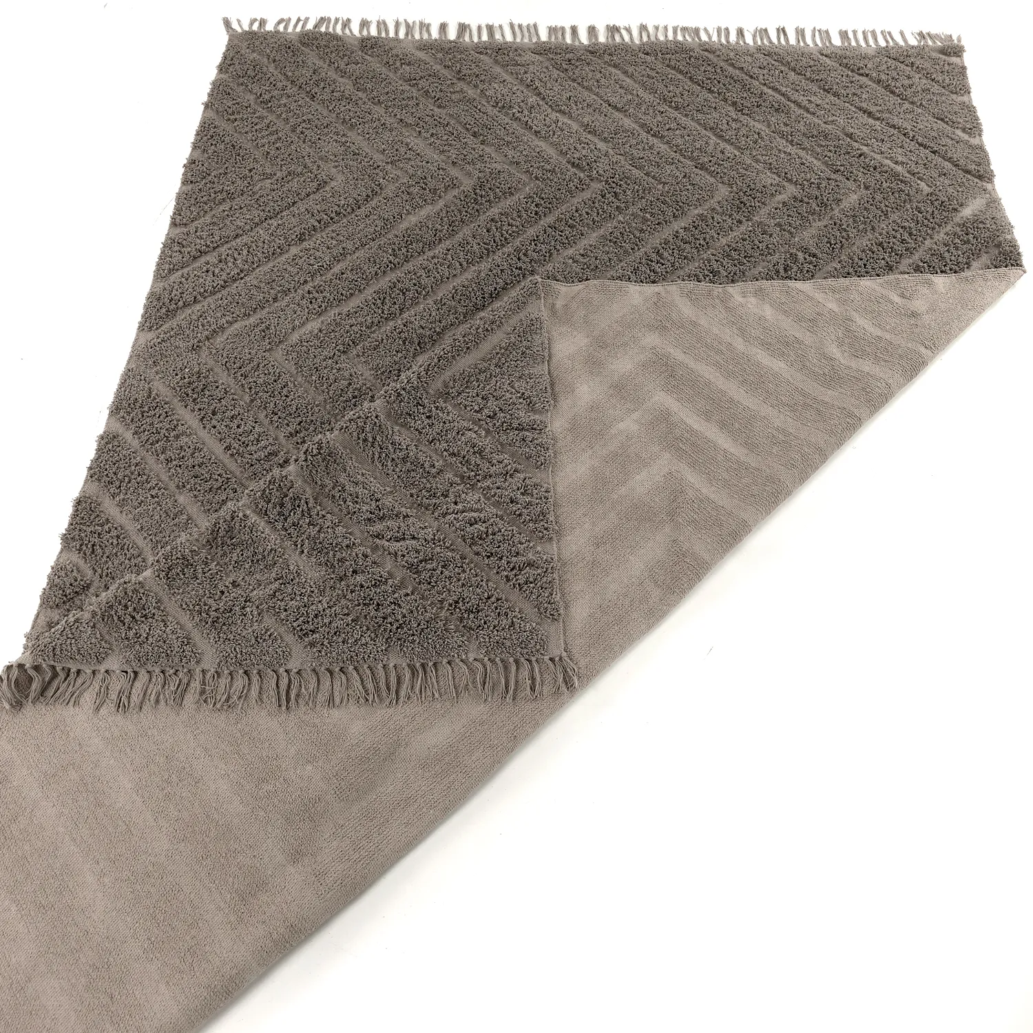 Hoogpolig vloerkleed - Conara Natural Cotton Shaggy (taupe)