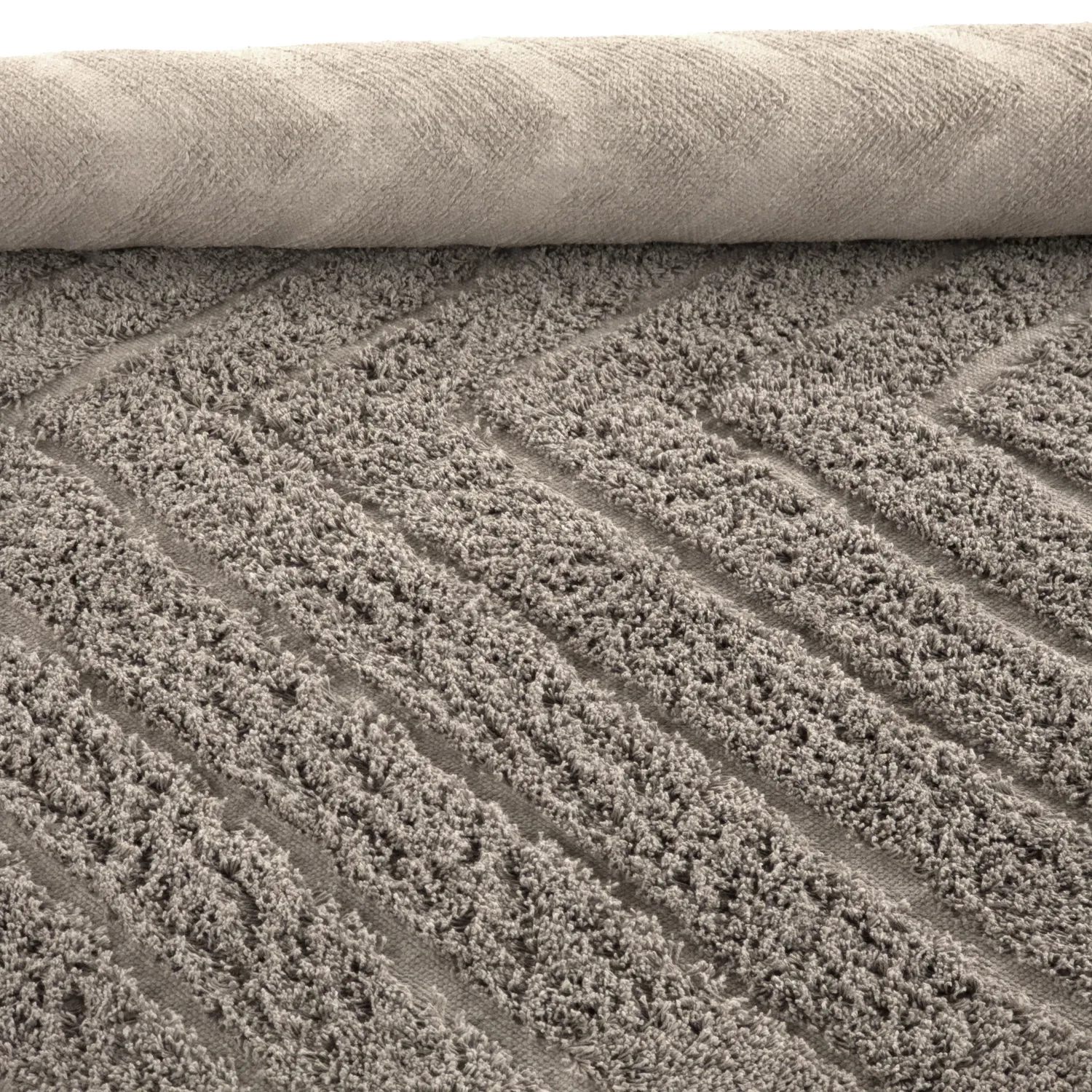 Hoogpolig vloerkleed - Conara Natural Cotton Shaggy (taupe)