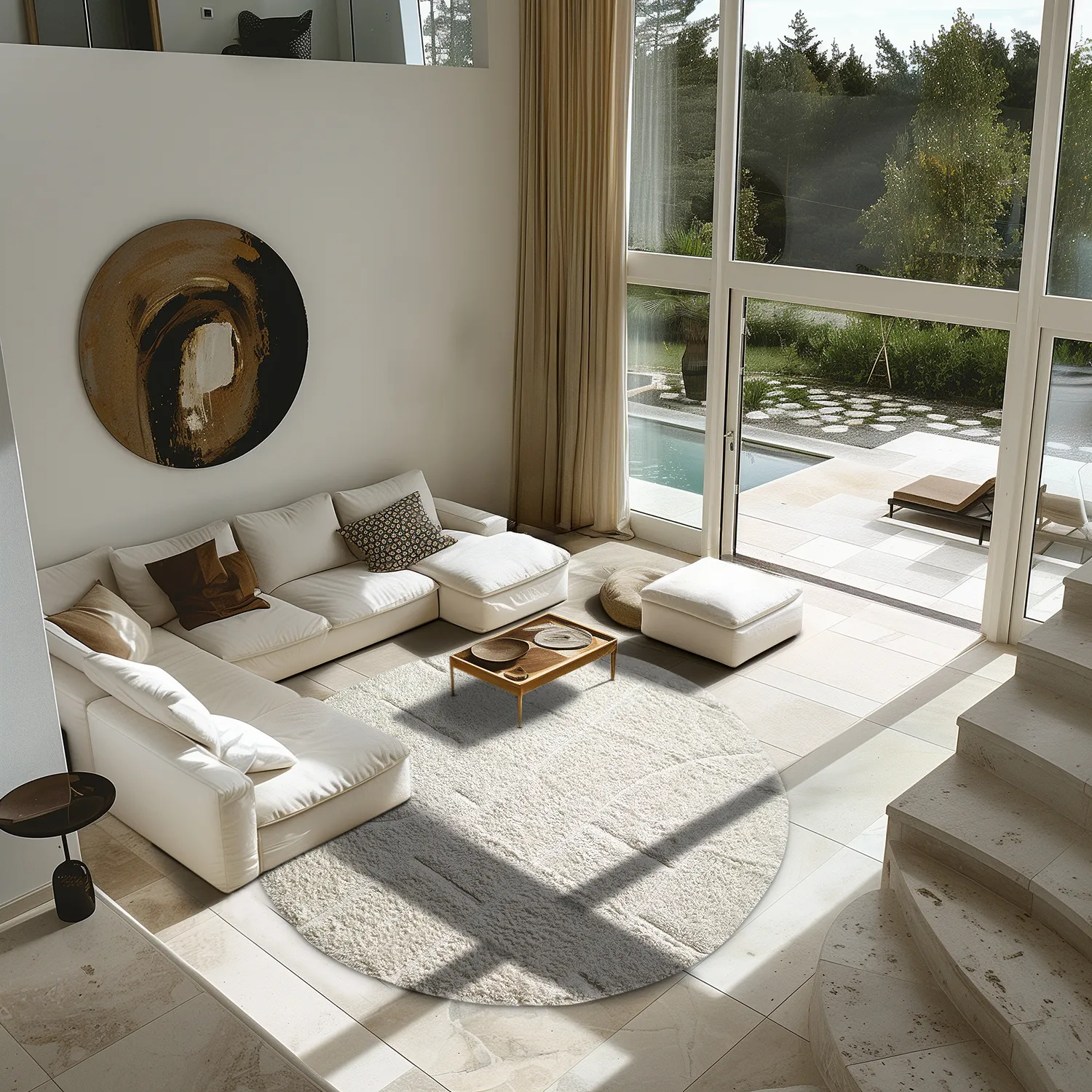 Ronde vloerkleden - Cremona Natural Cotton Shaggy (offwhite)