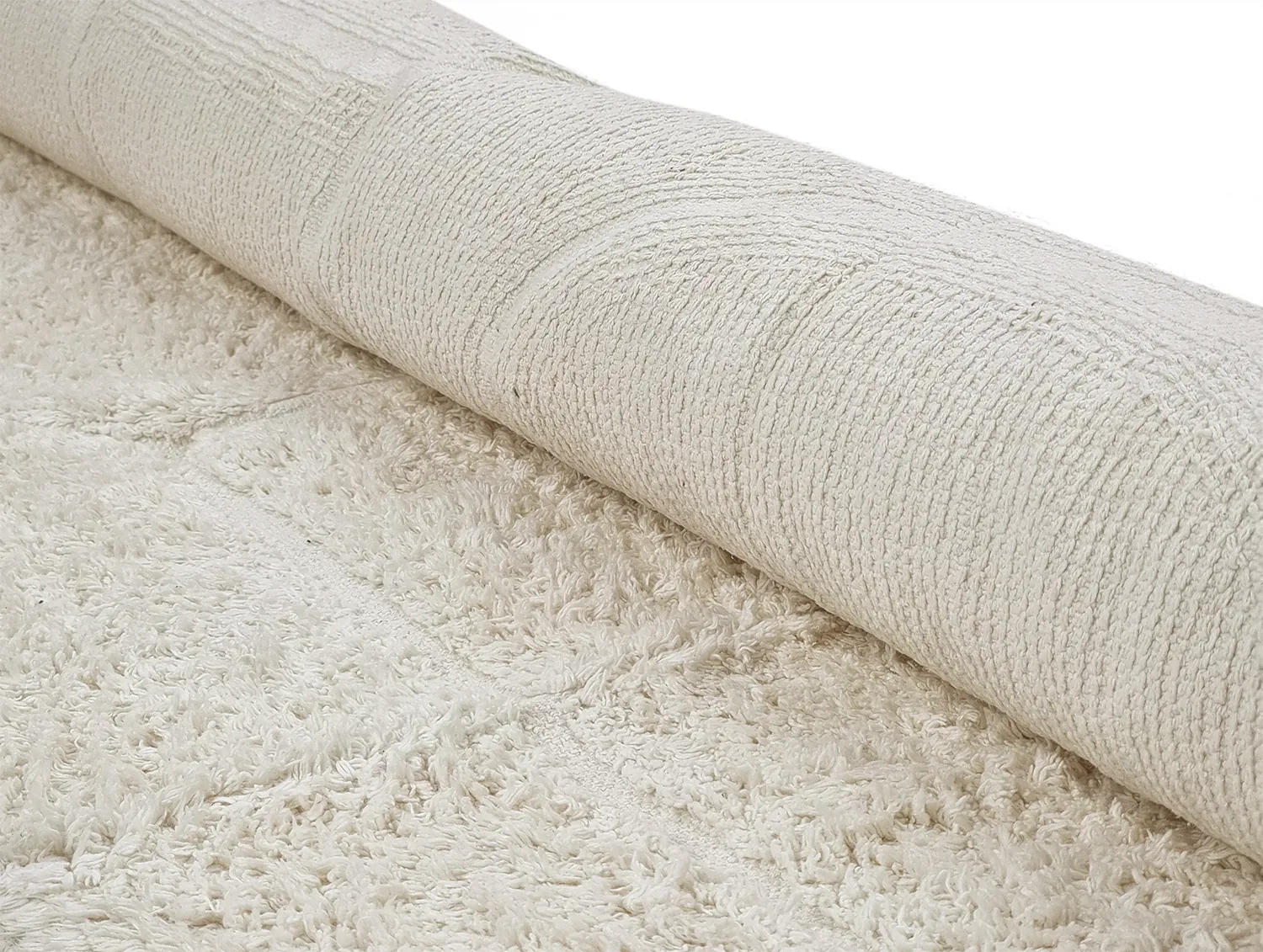 Ronde vloerkleden - Cremona Natural Cotton Shaggy (offwhite)